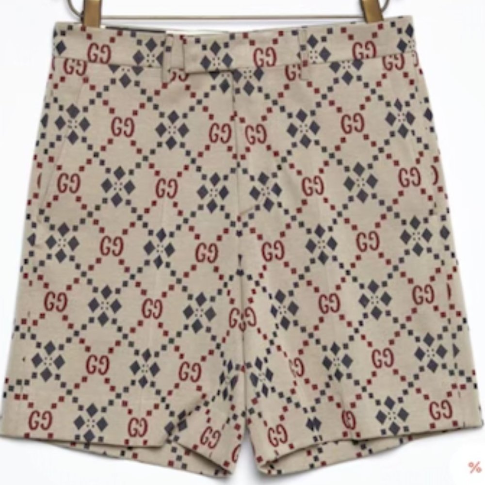 Gucci Shorts in Beige with Maroon and Blue Accents NEW W TAGS
